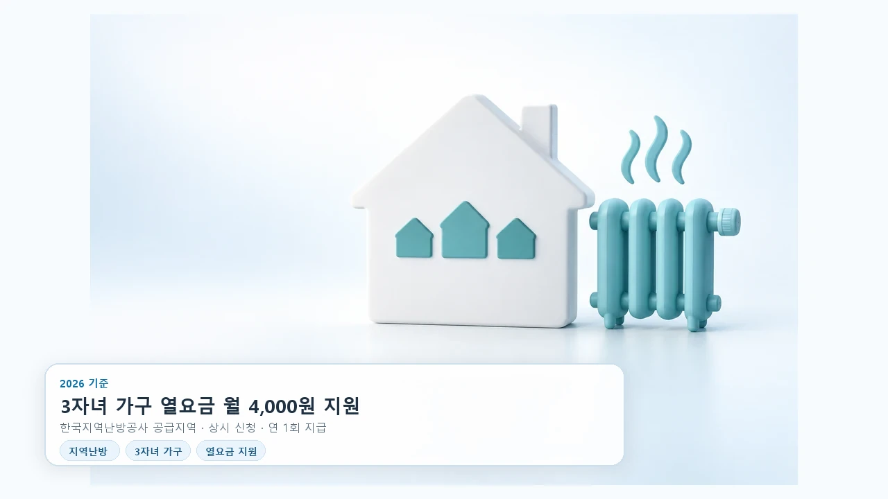 지역난방 3자녀 가구, 열요금 지원은 어디서 신청하나요?