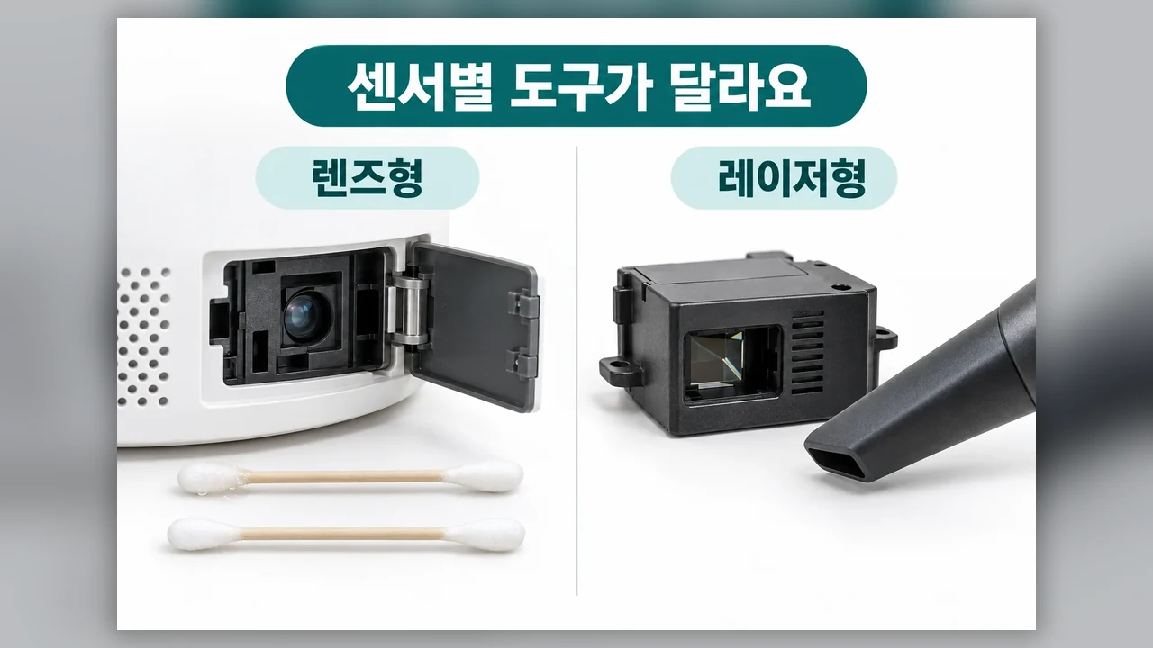 렌즈형과 레이저 센서형의 청소법 차이 - 공기청정기 먼지 센서, 모델별로 어떻게 청소할까요?