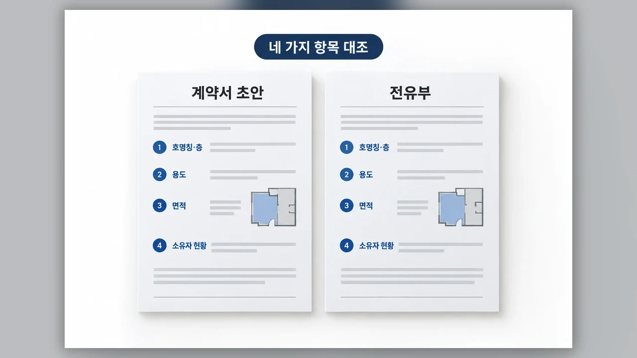 계약서와 맞춰 볼 항목은 네 가지 - 전월세 계약 전, 건축물대장 전유부에서 확인할 것