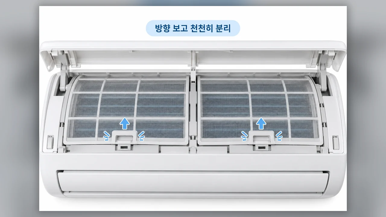 분리할 때 힘보다 중요한 것 - 에어컨 사용을 마친 뒤, 필터는 어떤 순서로 청소할까요?