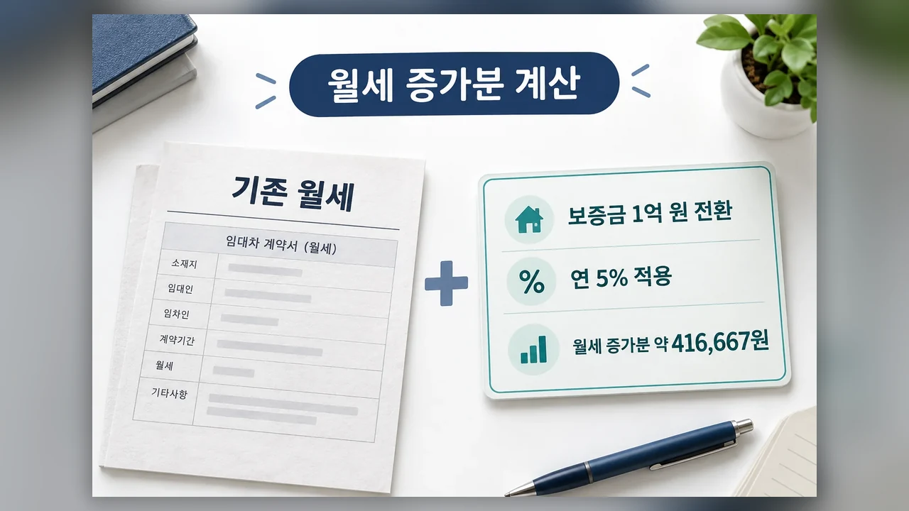 보증금 1억 원을 줄인다면 - 보증금을 월세로 바꿀 때, 전월세전환율 계산 순서