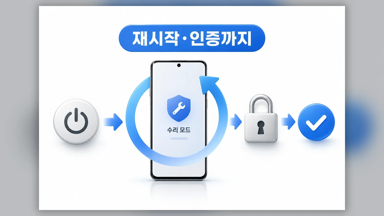 켤 때는 재시작과 인증까지 - 갤럭시 수리 모드, 켜기부터 해제까지 순서대로