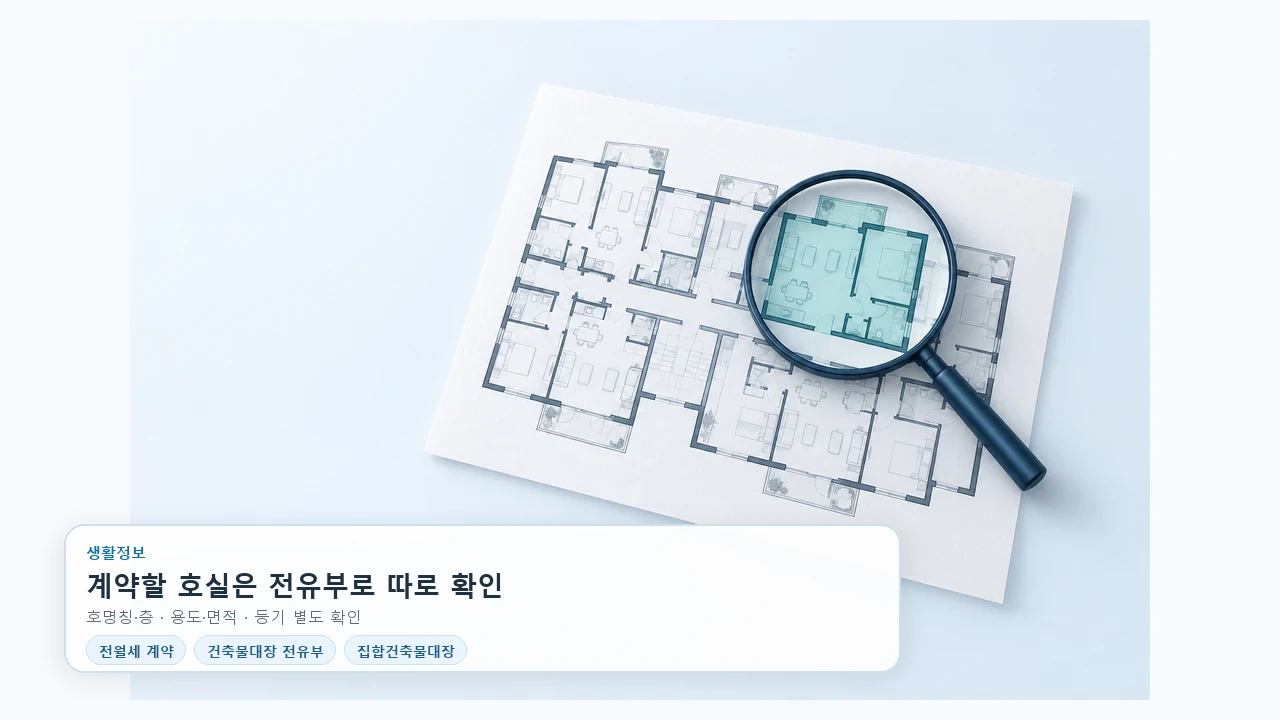 전월세 계약 전, 건축물대장 전유부에서 확인할 것