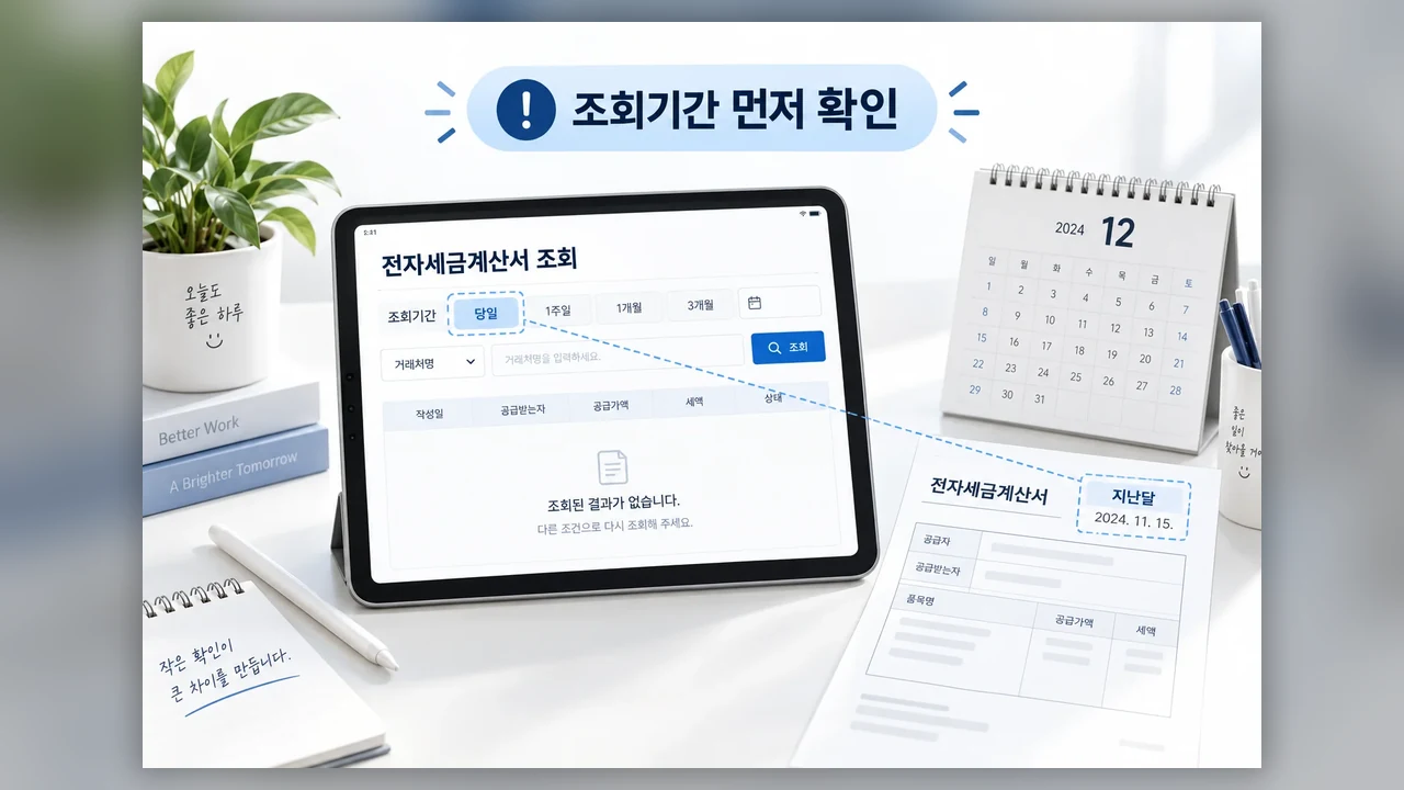 조회기간을 먼저 확인해야 하는 이유 - 홈택스 전자세금계산서 발급내역, 날짜 기준부터 맞춰 찾는 법