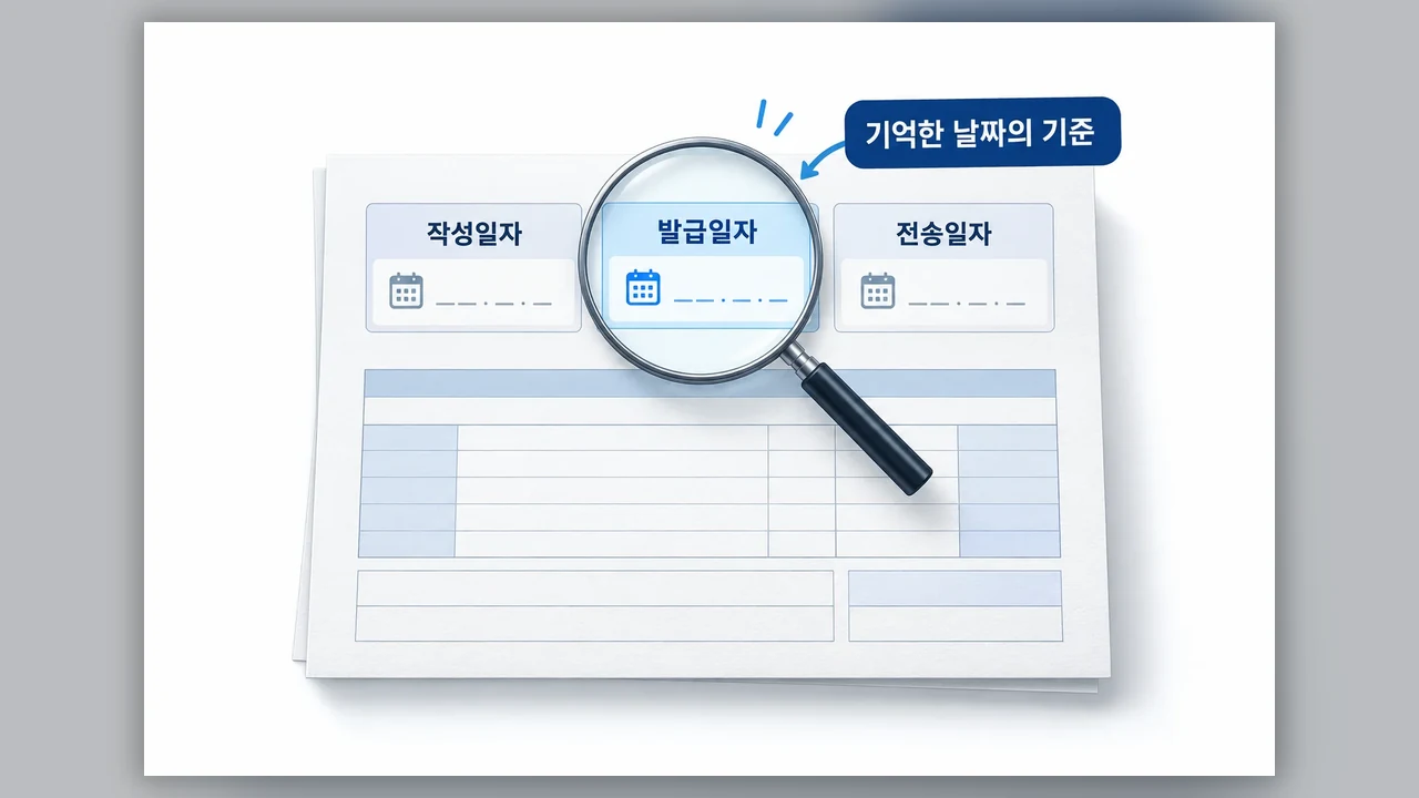 날짜 세 가지, 무엇을 기준으로 찾을까 - 홈택스 전자세금계산서 발급내역, 날짜 기준부터 맞춰 찾는 법