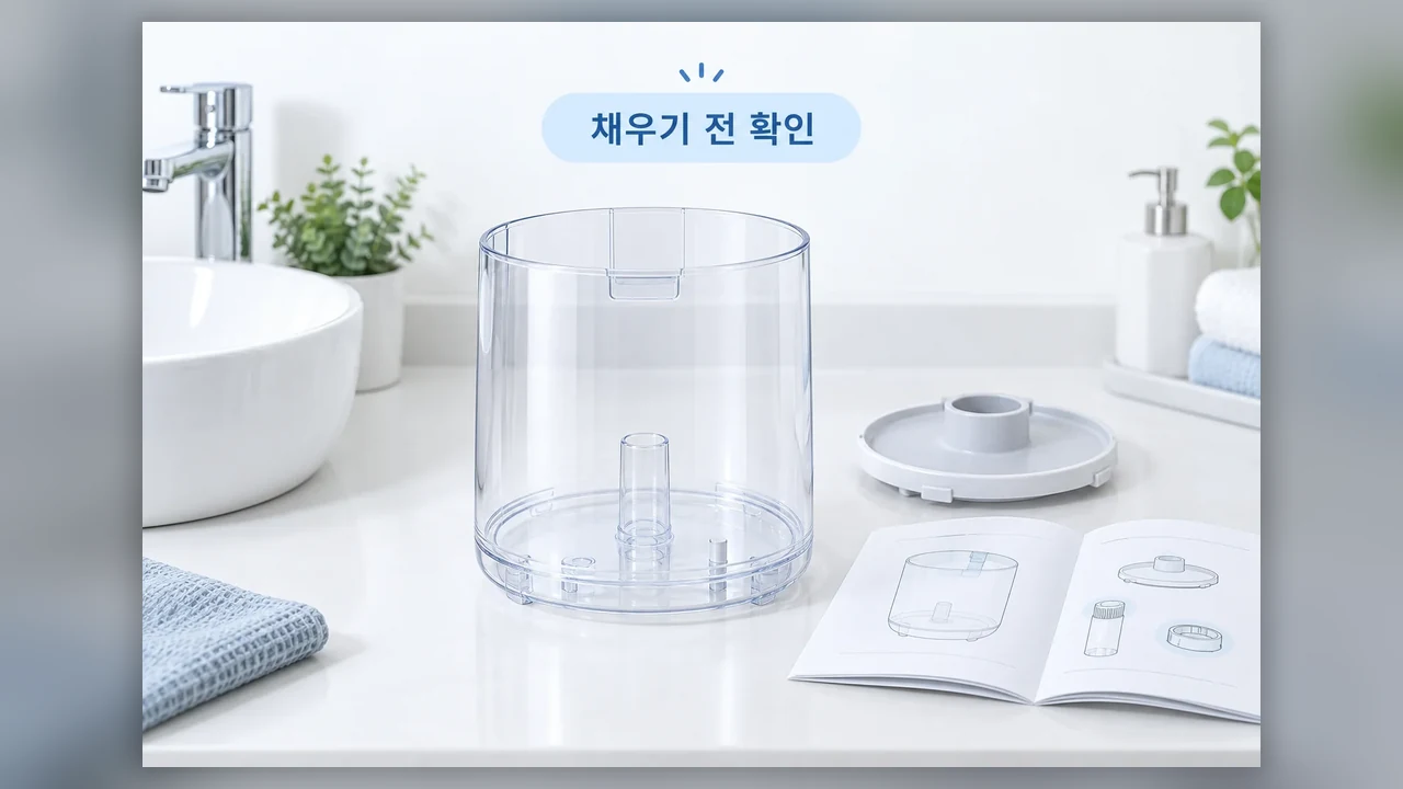 처음 채우기 전에 확인할 것 - 가습기 첫 사용 전 수조 청소, 물갈이와 구분하는 관리법