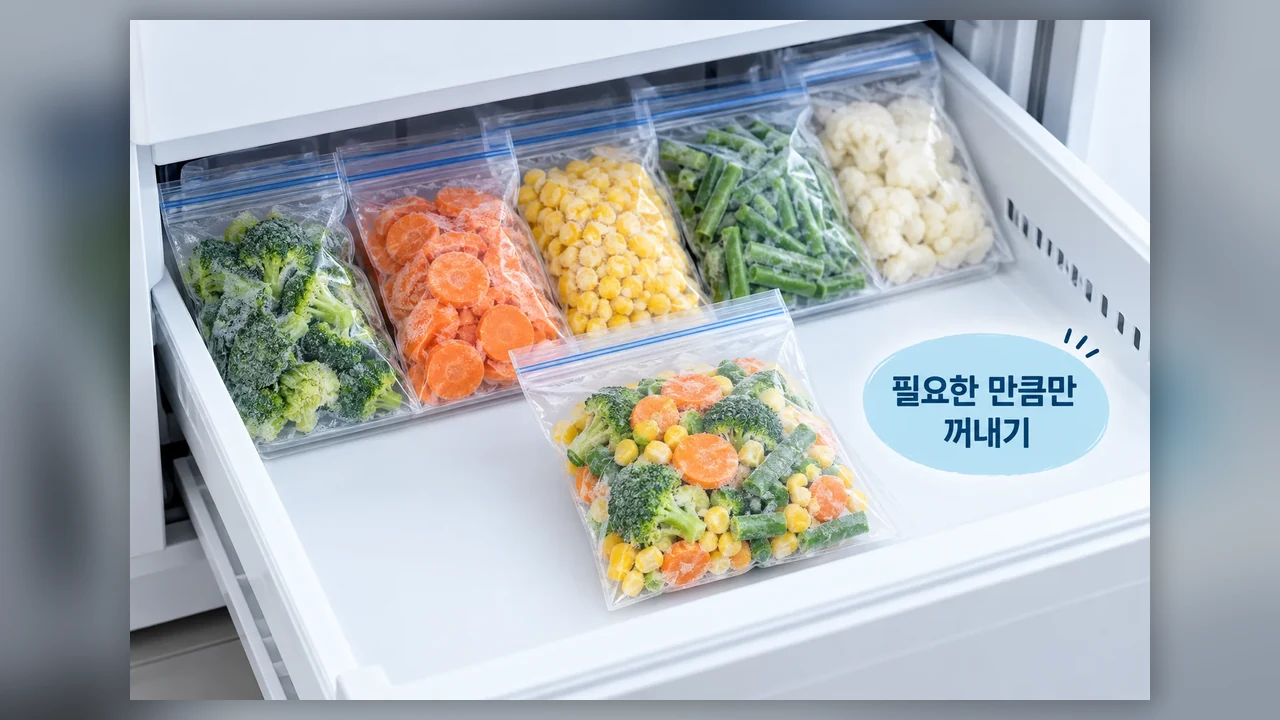 필요한 만큼만 꺼내는 이유 - 냉동식품 소분할 때, 봉투 크기부터 밀봉까지
