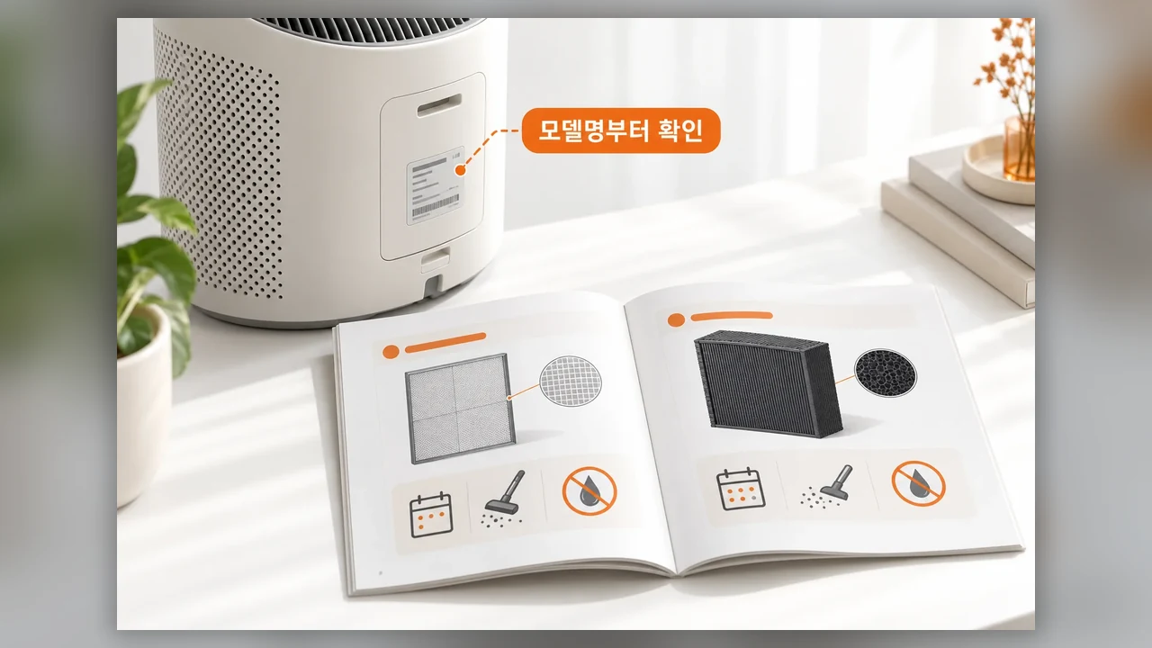 내 제품의 안내를 찾는 순서 - 가을 공기청정기 극세필터, 청소 전에 확인할 세 가지