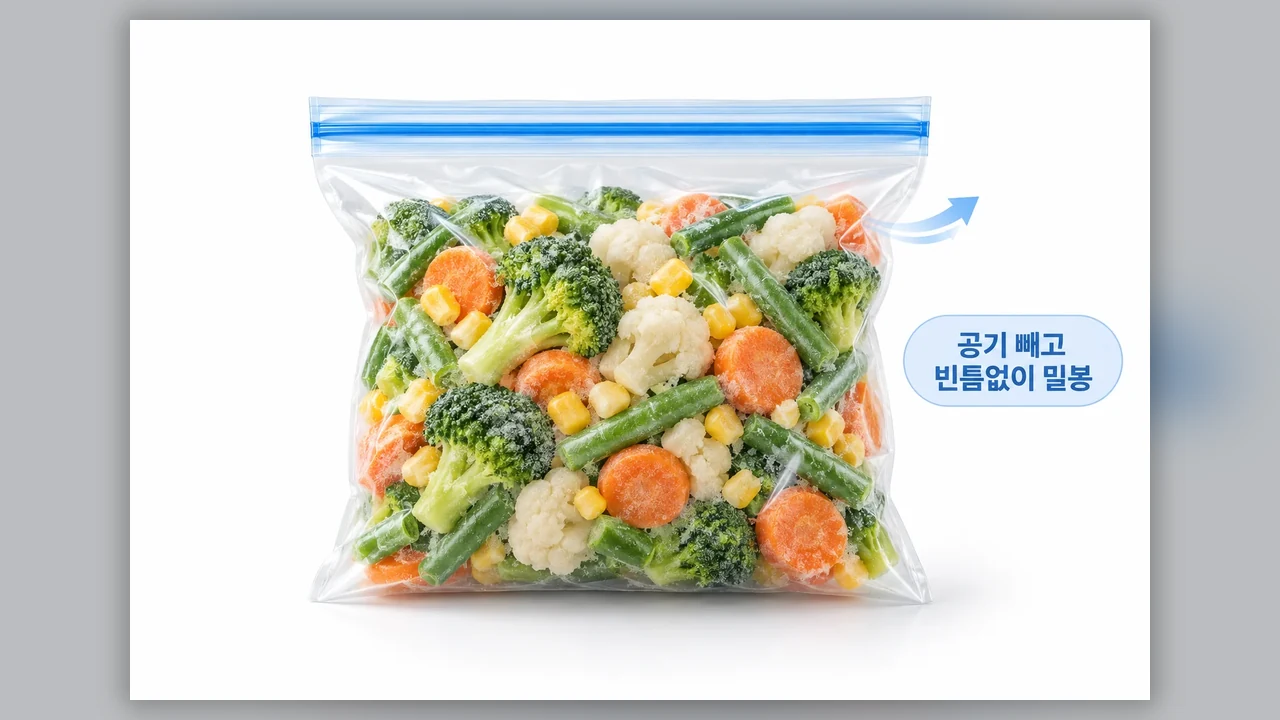 공기를 줄이는 밀봉 순서 - 냉동식품 소분할 때, 봉투 크기부터 밀봉까지