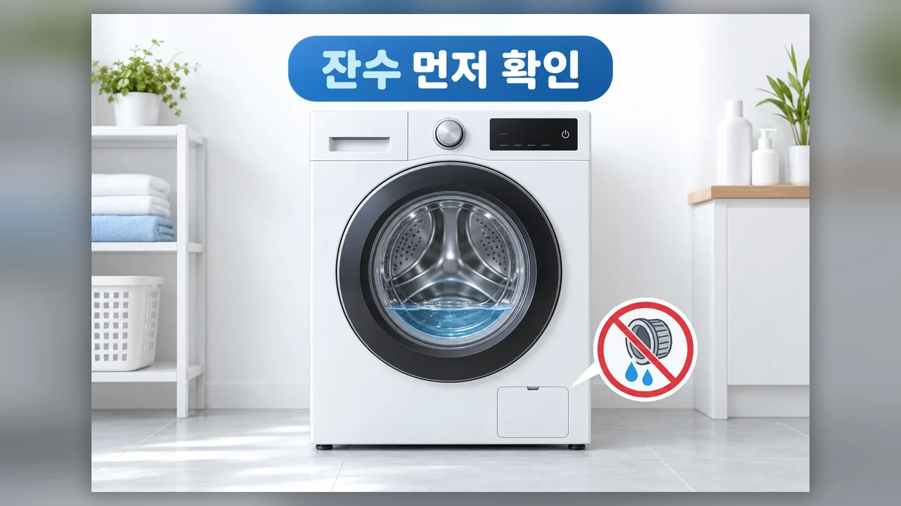 필터를 만지기 전에 확인할 것 - 드럼세탁기 배수필터 열기 전, 잔수부터 빼는 순서