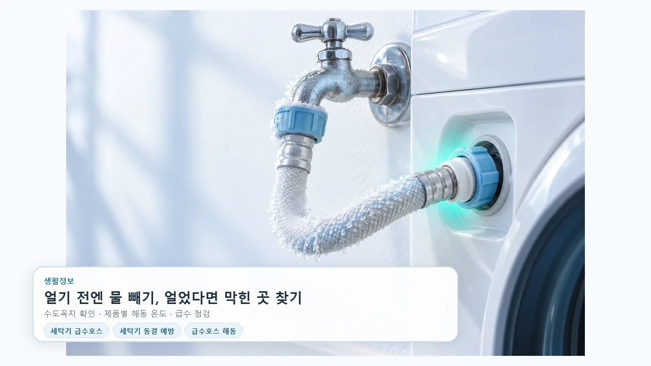 세탁기 급수호스가 얼기 전과 얼었을 때, 이렇게 나눠서 살펴보세요