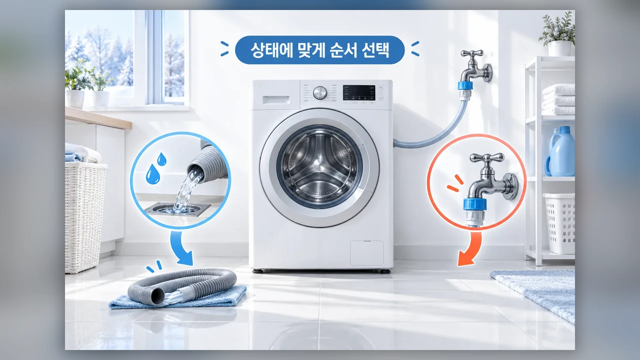지금 상황에 맞는 순서 - 세탁기 급수호스가 얼기 전과 얼었을 때, 이렇게 나눠서 살펴보세요