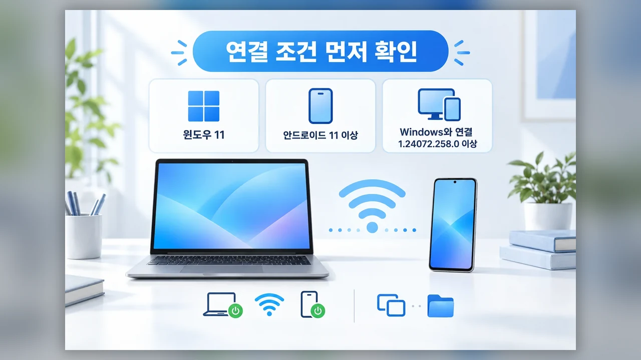 연결 전에 확인할 조건 - 윈도우 11 파일 탐색기에 안드로이드 휴대폰 연결하는 방법