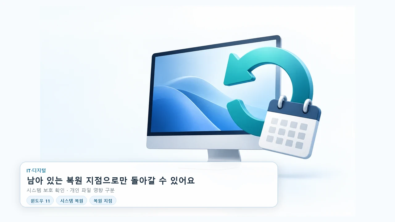 윈도우 11, 원하는 날짜로 되돌릴 수 있을까요? 복원 지점 확인법