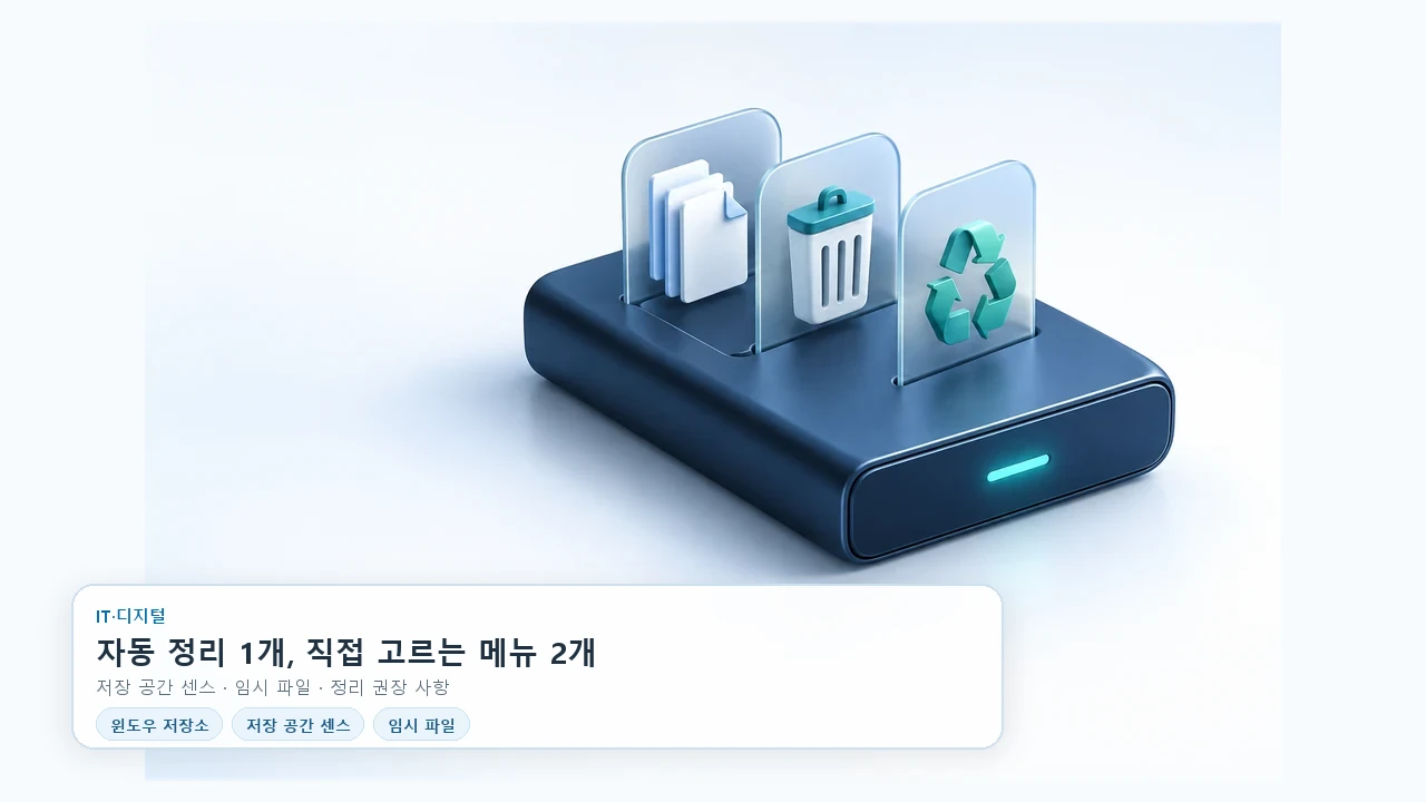 윈도우 저장 공간 정리, 세 메뉴를 어떻게 골라 쓸까요?